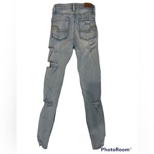 EXTRA DESTRUCTED CUTEST VINTAGE AMERICAN EAGLE SEXY JEAN LEGGINGS!! SIZE 00